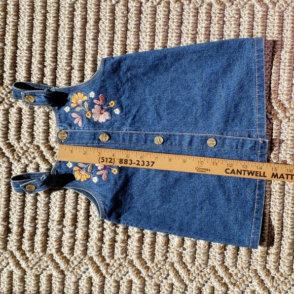 Daisy Fuentes 24M Denim Dress Floral Embroidery 100% Cotton Adjustable Straps - Picture 10 of 11